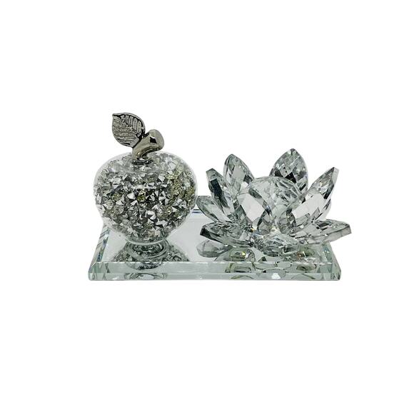 Crystal Lotus Flower & Glass Apple Decor - Picture 2 of 6